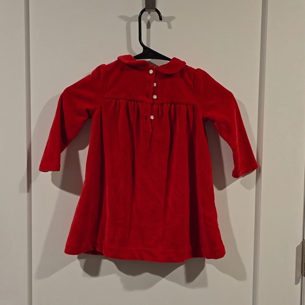 Ralph Lauren 18 Months Baby Girl Holiday Christmas Red Velvet‎ Collared Dress​